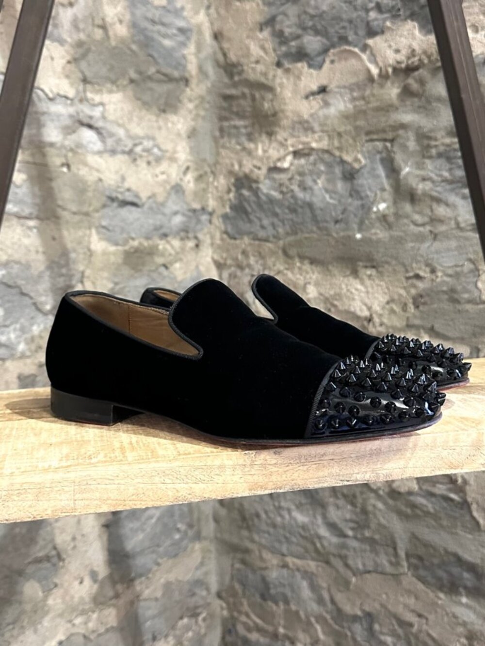 Christian Louboutin Black Velvet Spooky Loafers